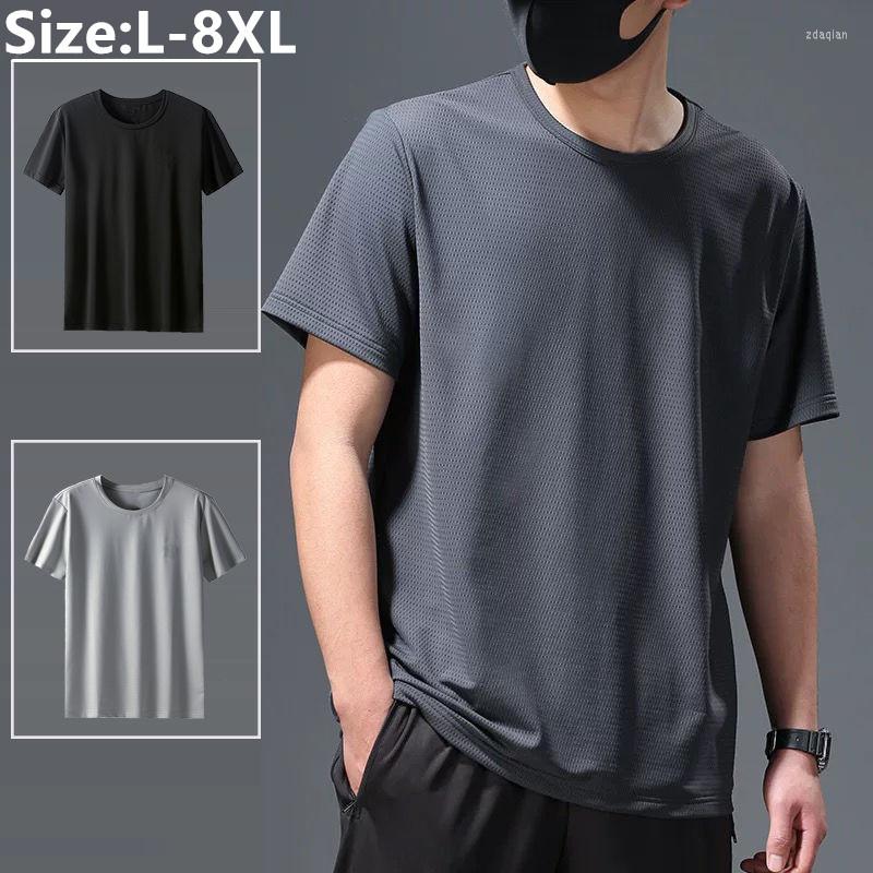 

Men's T Shirts Quick-Dry Sports Tee Shirt Man Plus Size XXXX 6XL 7XL 8XL Short Sleeve T-shirts Oversize Casual Mesh Loose Teeshirt Summer, Grey