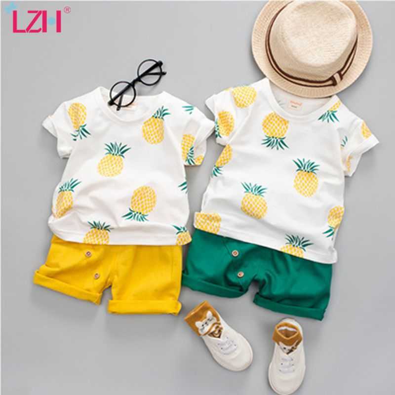 

Kids Baby Sets Summer Toddler Boys Clothes Casual Pineapple Print ShirtShorts Outfits Suit Children Clothing, Yellow