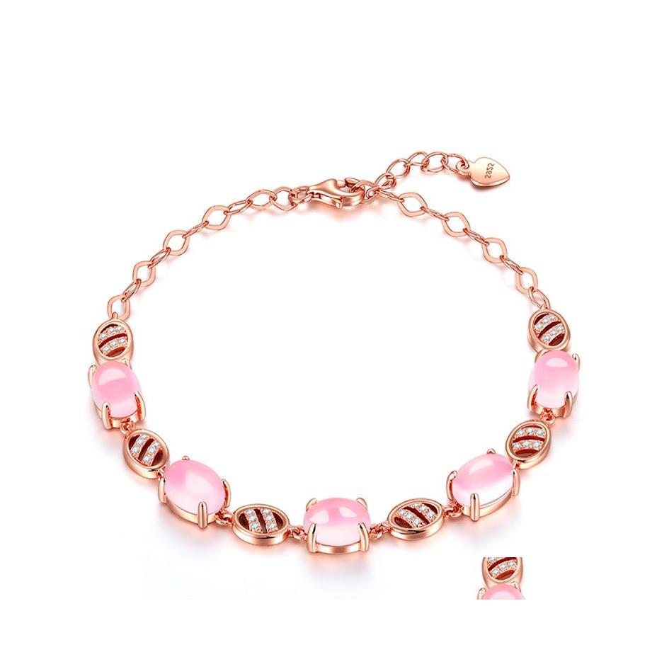 

Bangle Fashion Braided Gold Pink Bracelets Bangles With Stones Luxury Crystal For Women Wedding Jewelry Drop Delivery Dhm8U