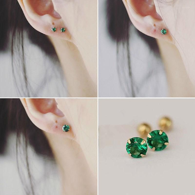 

Stud Earrings GOLDtutu 2023 Arrival 14k Solid Gold Earring Green Emerald For Women Noble Wedding Party Fine Birthday Gift Lad