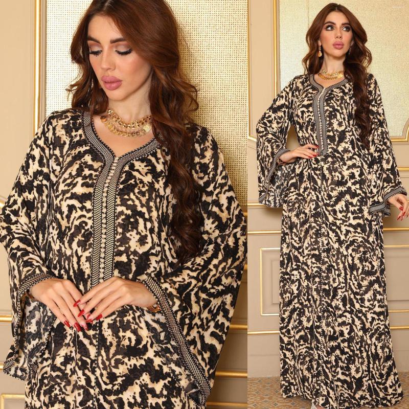 

Ethnic Clothing 13Dress Abayas For Women Dubai Muslim Fashion Dress Elegant Floral Print Caftan Lady Summer Maxi Casual Dresses One Piece