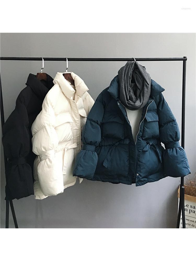 

Women's Trench Coats 2023 Winter Loose Thick Stand Collar Cotton-padded Coat Women Korean Fashion Oversize Jacket Casual Warm Cotton, Black