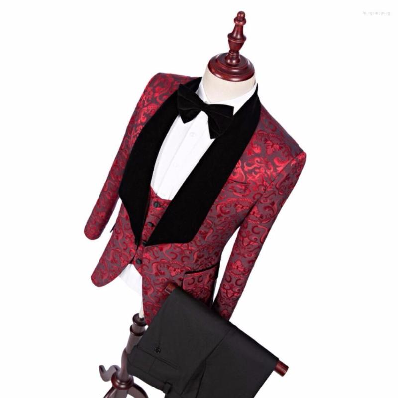 

Men' Suits -5xl 2023 Men' Clothing Wedding Groom Jacquard Suit Three-piece Casual Slim Shawl Collar Formal Dress Singer Stage, Jacket vest pants