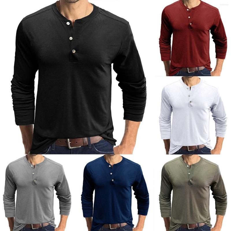 

Men' T Shirts Mens Outdoor Vintage Bottun Long Sleeve Shirt Solid Casual Top Men, Black
