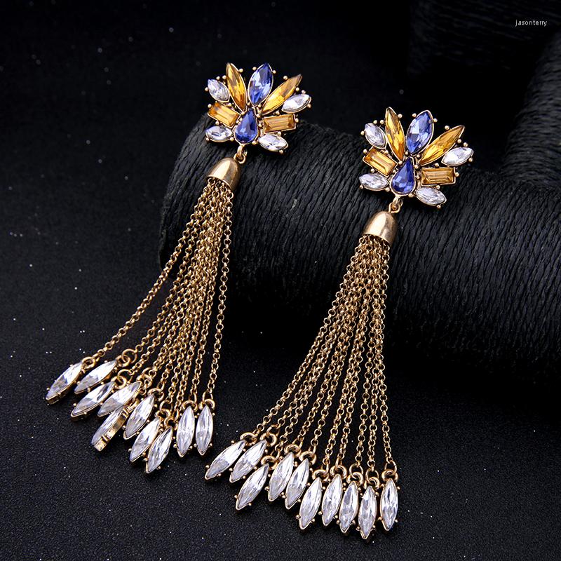 

Dangle Earrings Euro-American Fashion Acrylic Exaggerated Long Women Brand Jewelry Costume Party Tassel Wholesale Gifts