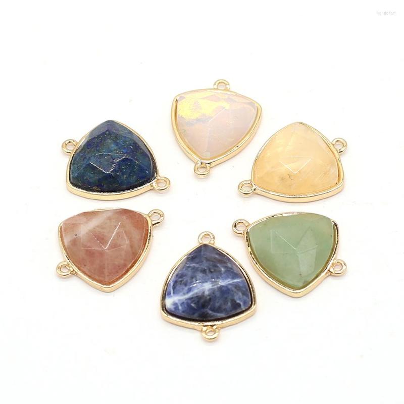 

Pendant Necklaces 1PCS Natural Stone Lapis Lazuli Citrine Triangle Faceted Connector For Jewelry MakingDIY Necklace Accessories Charm Gift
