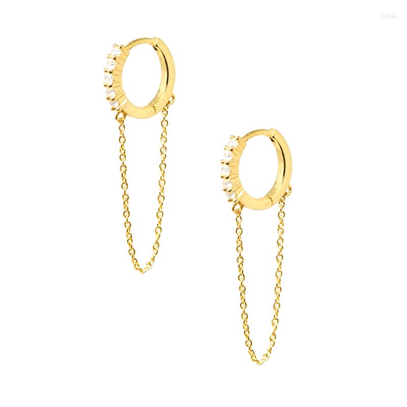 

Hoop Earrings BOAKO 925 Sterling Silver Single Drop For Women Tassel Chain Zircon Crystal Earring Earings Ear Jewelry Pendientes