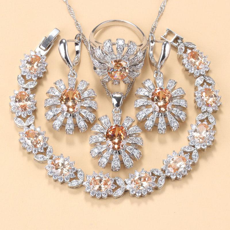 

Necklace Earrings Set & Fashion Vintage Women Costume Silver Color Flower And Ring Big For Mother's Gift, Picture shown