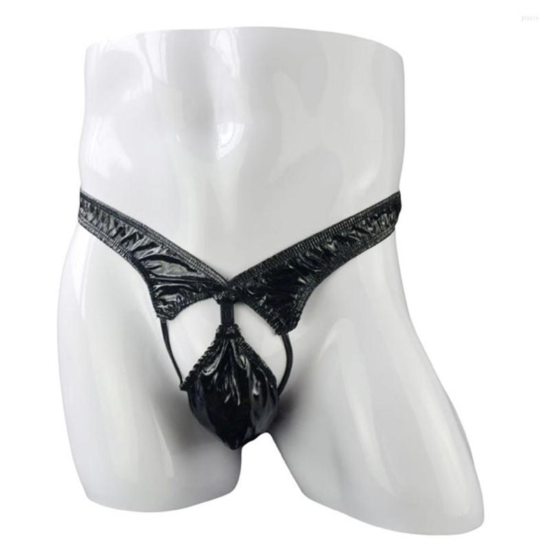 Underpants Men&#039;s Underwear Sexy Hollow Briefs Lingerie Thong T-Back Knickers Pouch Clubwear Panties Low Waist Male Clothes Black-image-841695927