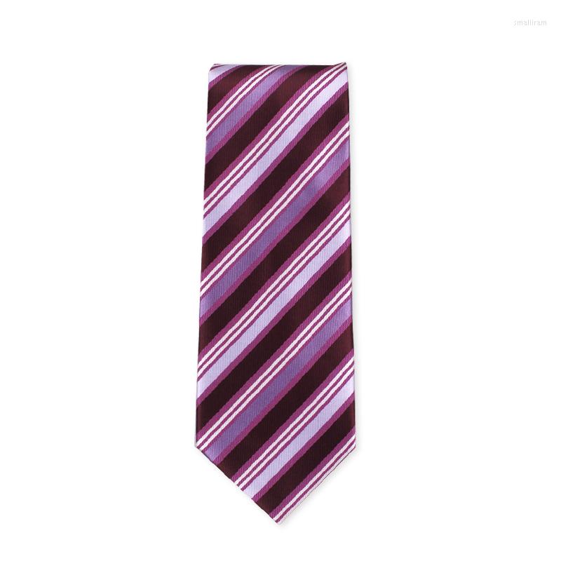 

Bow Ties 2023 Brand Fashion High Quality Men 7CM Purple Stripe Necktie Wedding Party Formal Suit Work Neck Tie For With Gift Box