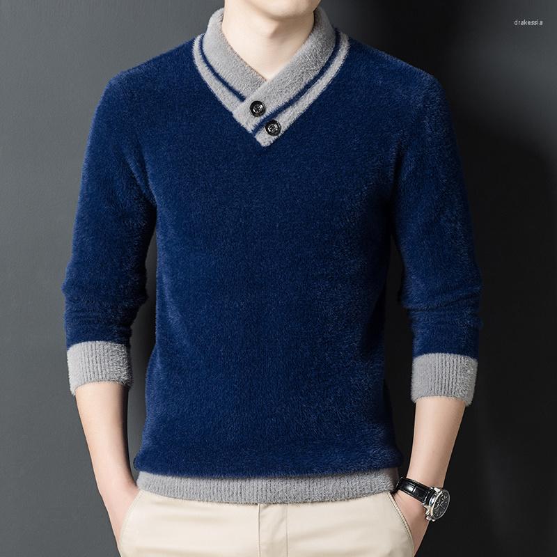 

Men's Sweaters Brand2023 Designer Men's Knitted Pullover Color Contrast High End Luxury Plush Warm Sweater Autumn/Winter Casual Men, Black