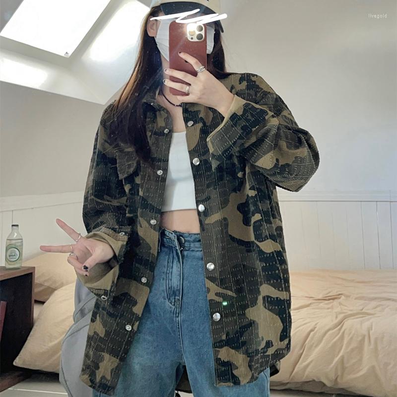 

Women's Jackets Distressed Camouflage Jean Jacket Teenage Girls Loose Fit Streetwear Tops Womens Casual Denim Coat Boyfriend Style Bomber