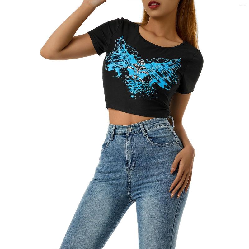 

Women' T Shirts Women Unique Print Shirt Round Neck Short Sleeved Female Tops Birthdays Gifts Ladies Summer Fashion Blouse, Black