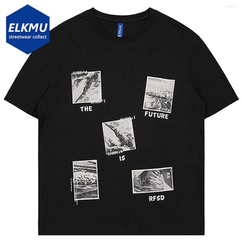

Men's T Shirts 2023 Summer Men Printed Oversized Harajuku Streetwear Tshirts Short Sleeve Loose Cotton Tee, Black
