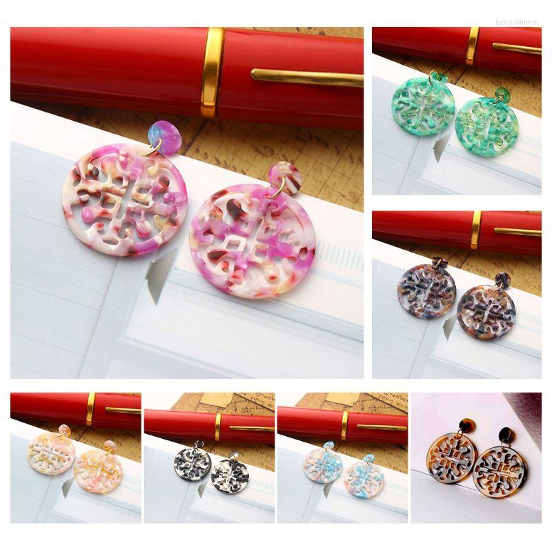 

Dangle Earrings Acetate Resin Floral Jewelry Women Girls Round Vintage Fashion Ornament