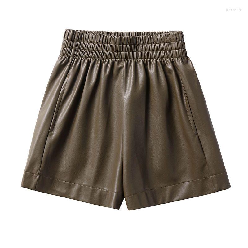 

Women' Shorts 2023 High Quality Elastic Waist Skirts Short PU Leather Mini Autumn Winter Party Wear Ladies T270, Black