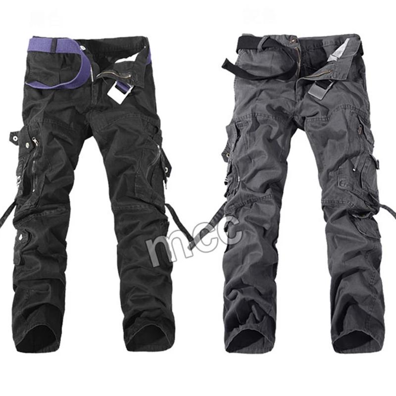

Men's Pants Military Tactical Men Multi-pocket Washed Overalls Male Autumn Pure Cotton Trousers Cargo For Oversize -42, Black