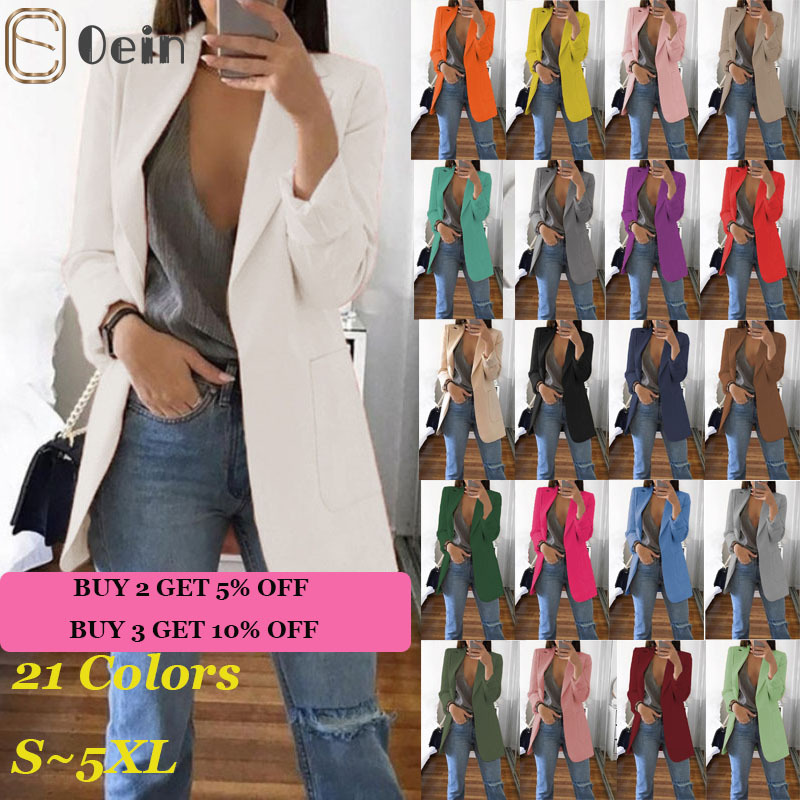 

Women' Suits Blazers Women' Blazers Jacket Spring and Autumn Female Jacket Oversize Office Long Sleeve Solid Color Coat Loose Casual Clothes 230213, White