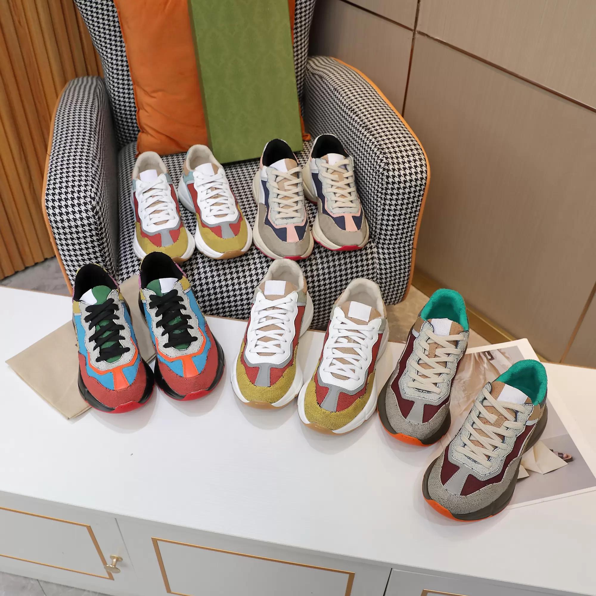 

With Box Designer Sneakers GGity Shoes 2021 Designer Rhyton Sneakers shoe Men women Trainers Vintage Luxury Chaussures Ladies sport casua bn, 28