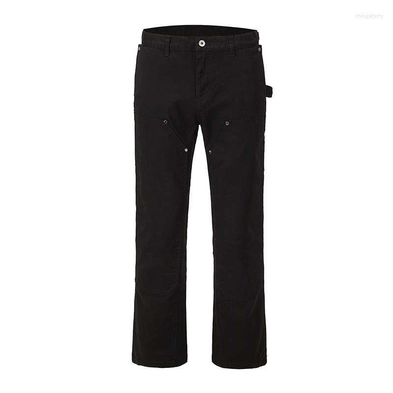 

Men's Jeans Men's Loose Casual Zipper Straight Flared Pants Hip Hop Retro, Black