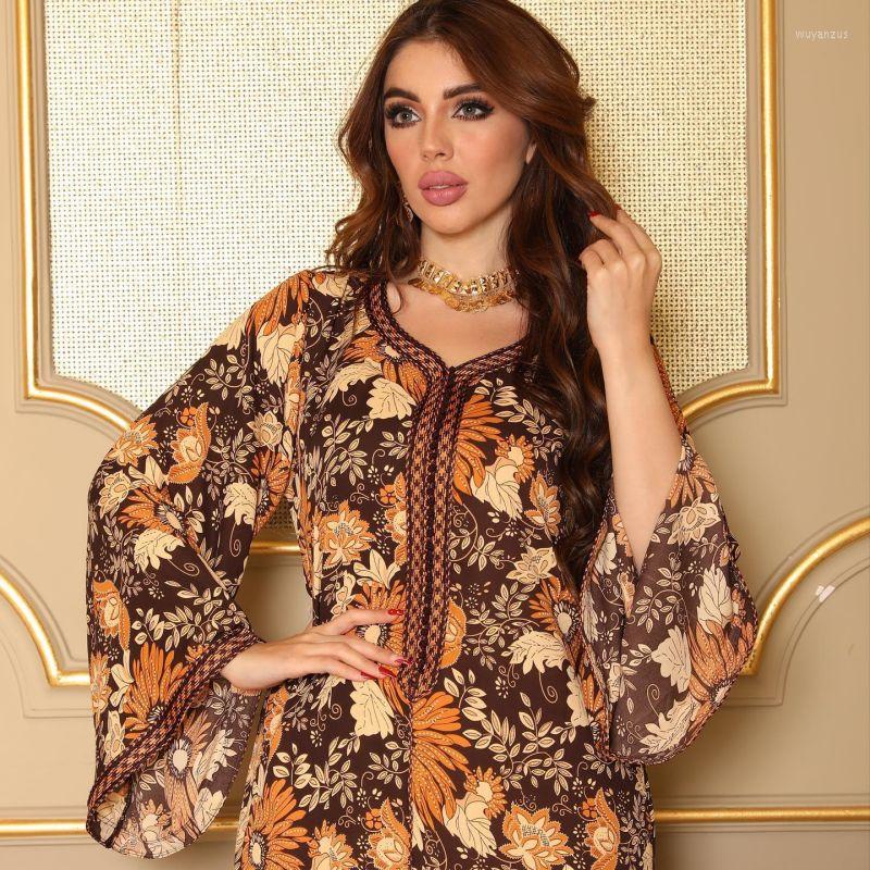 

Ethnic Clothing Flowers Party Dresses Eid Abaya Dubai Turkey Islamic Muslim Long Dress Clothes Abayas Women Musulmane Diamond Robe Vestidos