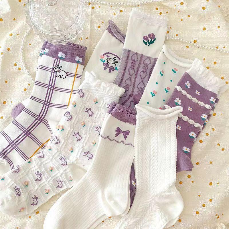 

Women Socks For Trend Match High Appearance Level Mid Tube Student Calcetines Mujer Lace Sweet Kawaii Lolita Stockings