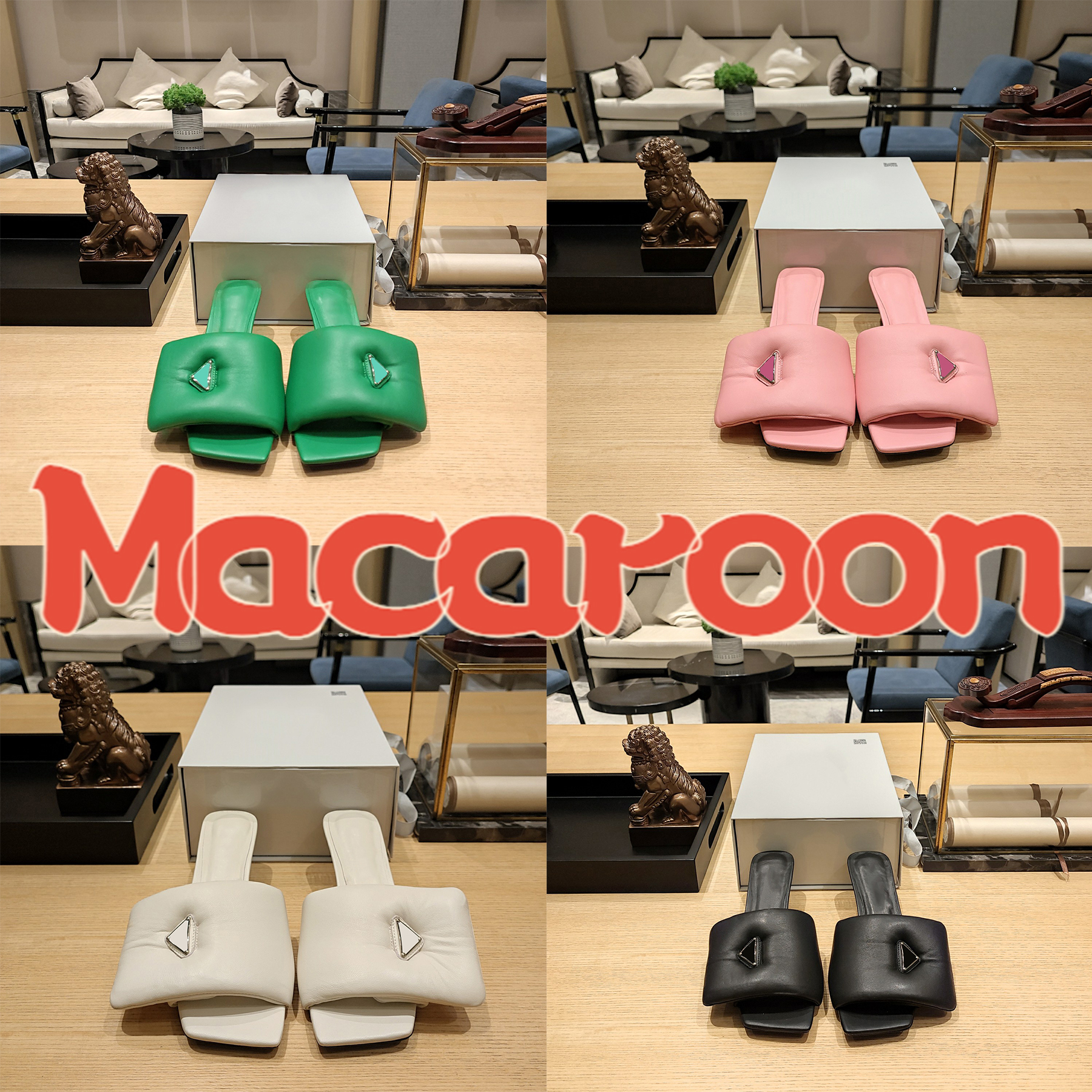 

Soft padded nappa sandals new sandals slippers macaron thick bottom non-slip soft bottom fashion home slippers ladies shopping home leisure INS size 35-42