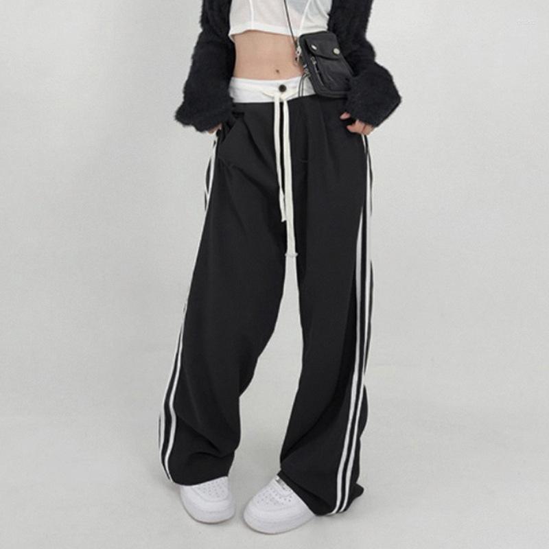 

Women' Pants Side Striped Black Flare Sweatpant Jogger Sport Wear Women Clothes Fall Loose Elastic Waist
