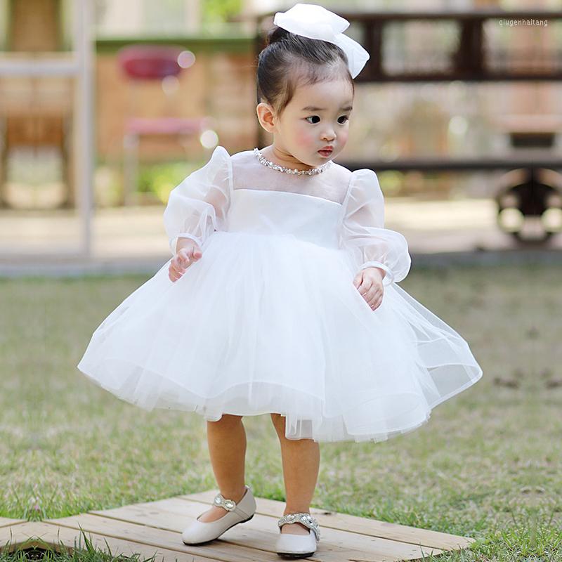 

Girl Dresses Toddler Baby Clothing 1 Year Birthday Christening Lace Girls Tulle Dress Kids Infant Party Princess Outfit, White