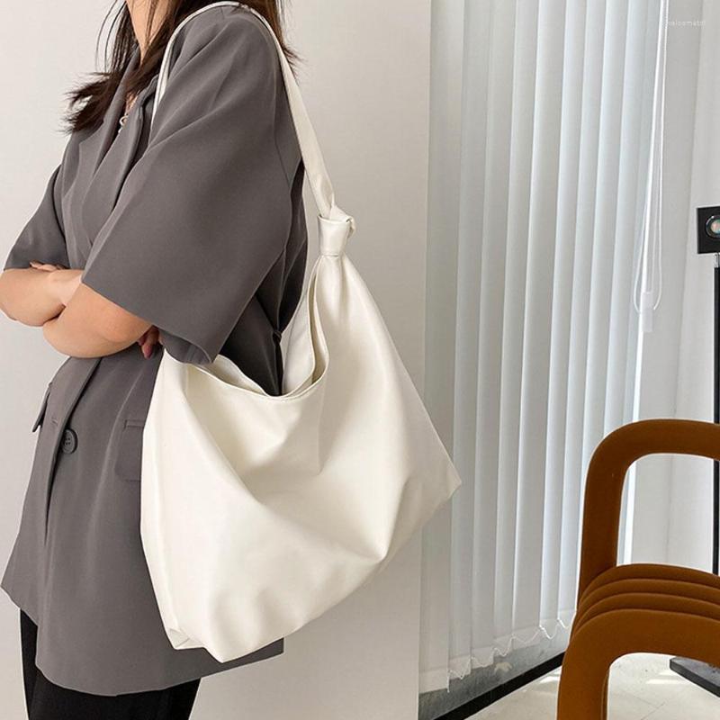 

Evening Bags Fashion Women Leather Casual Shoulder Bag High Capacity Female Large Handbags Simple Ladies Daily Shopping Totes Bolsas, White