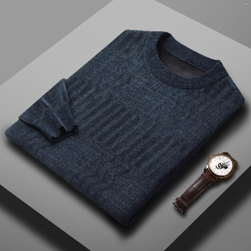 

Men's Sweaters High European Luxury Quality Men's Knitted Pullover Round Neck Chenille Jacquard Trend Fashion Casual Warm Sweater 2023, Black