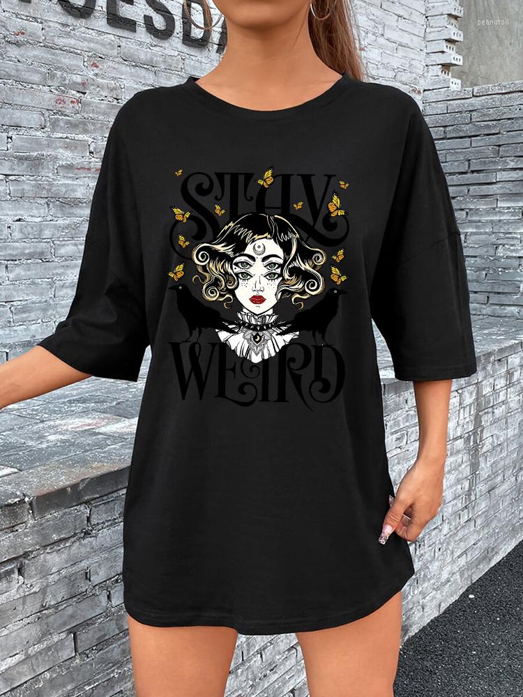 

Women' T Shirts Female Artist With Four Eyes Creativity T-Shirt Summer Casual Tops Cotton High Quality Shirt Loose Oversized Streetwear, Black
