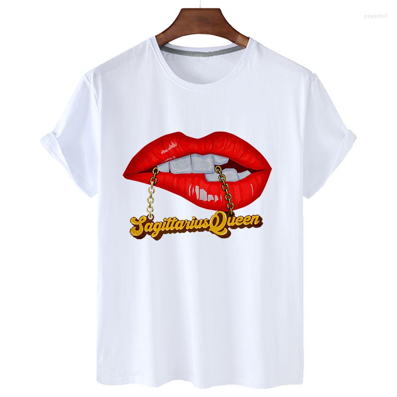 

Women' T Shirts Cotton Sexy Red Lip Print O Neck Short Sleeve T-shirt Women' 2023 Summer Casual Unisex Plus Size Top, White