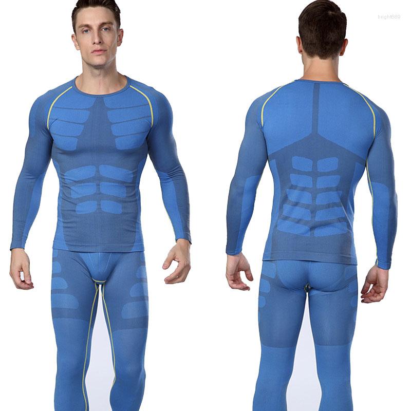 

Men's T Shirts Fashion Mens Compression Teen Striped Long Sleeve Shirt Fitness Men T-Shirts Tights Brand Clothing Quick Dry TShirts, Blue