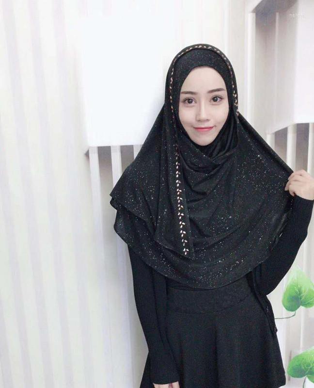 

Ethnic Clothing Muslim Women Easy Wear Headscarf High Quality Head Coverings Convenient Embroidery Hijab Islam Girl's Cap Big Size Solid