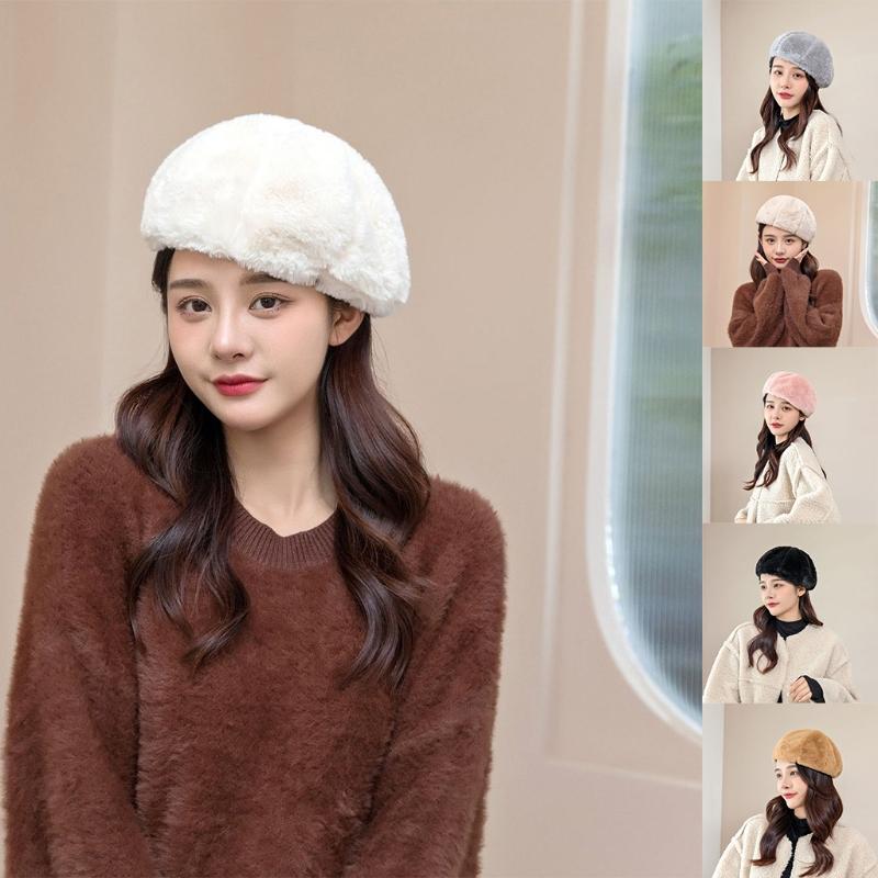 

Berets Style Beret Hat Women Felt British Fashion Girls Lady Solid Color Slouchy Winter Hats Female Head, White