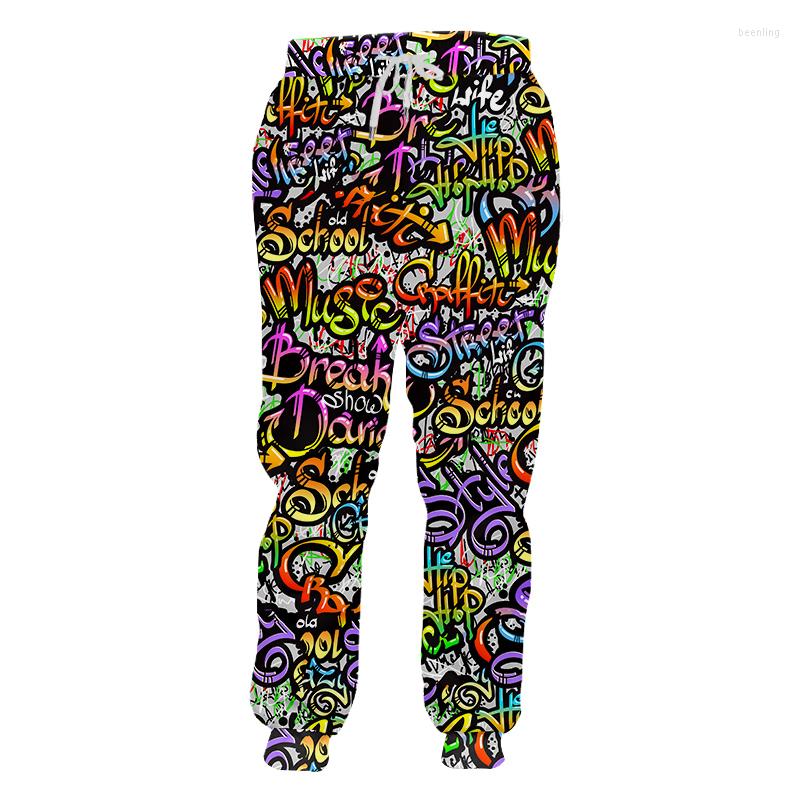 

Men's Pants Men's Casual Graffiti Alphabet Street Inkjet Colorful Sports Stitching 3D Printing Sweatpants Custom Wholesale, 00275