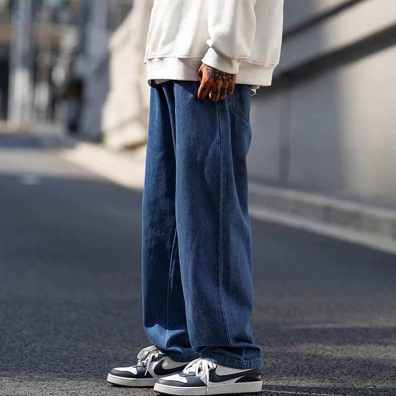 

Men's Jeans Blue White Black Wide-leg Men's Fashion Casual Retro Baggy Mens Streetwear Loose Hip-hop Straight Denim Trousers Men