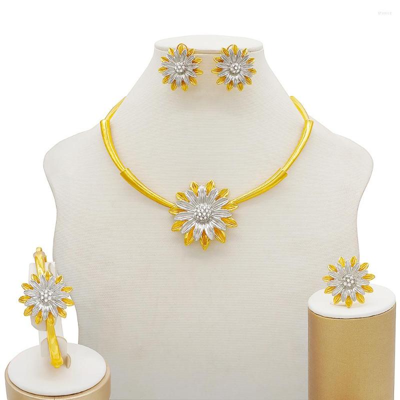 

Necklace Earrings Set Fine Jewelry For Women 2023 Fashion Flower Statement Jewerly Bracelet Ring Earring Wedding Party Accessories, Picture shown