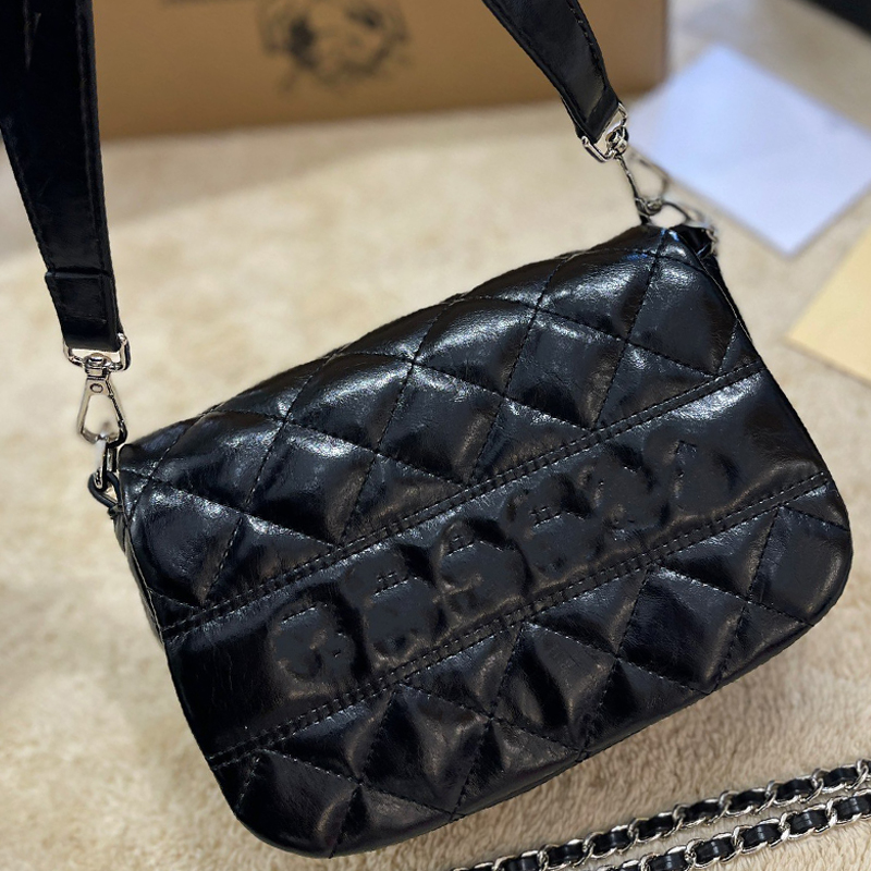 

Vintage Quilted Leather Channel Bags Women's Fashion Crossbody Handbag Classic Chest Designer Medieval Coin Mouth Cover Package 20cm, Box not separately