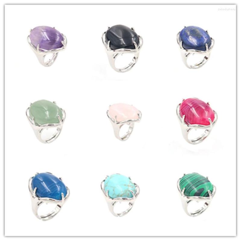 

Wedding Rings FYJS Unique Silver Plated Oval Shape Malachite Stone Resizable Finger Ring Cherry Quartz Jewelry