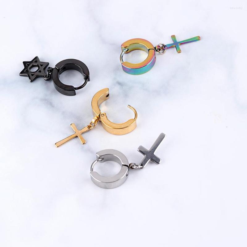 

Dangle Earrings Men / Women Gothic Stainless Steel Cross Stars Ear Stud Piercing Hoop Huggies Earring Punk Jewelry