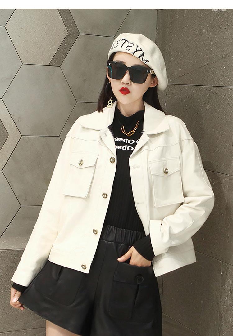

Women's Leather 2023 Genuine Jacket Women Casaul Spring Real Sheepskin Coat Fashion Korean Women's Clothing Veste Cuir Femme, Black