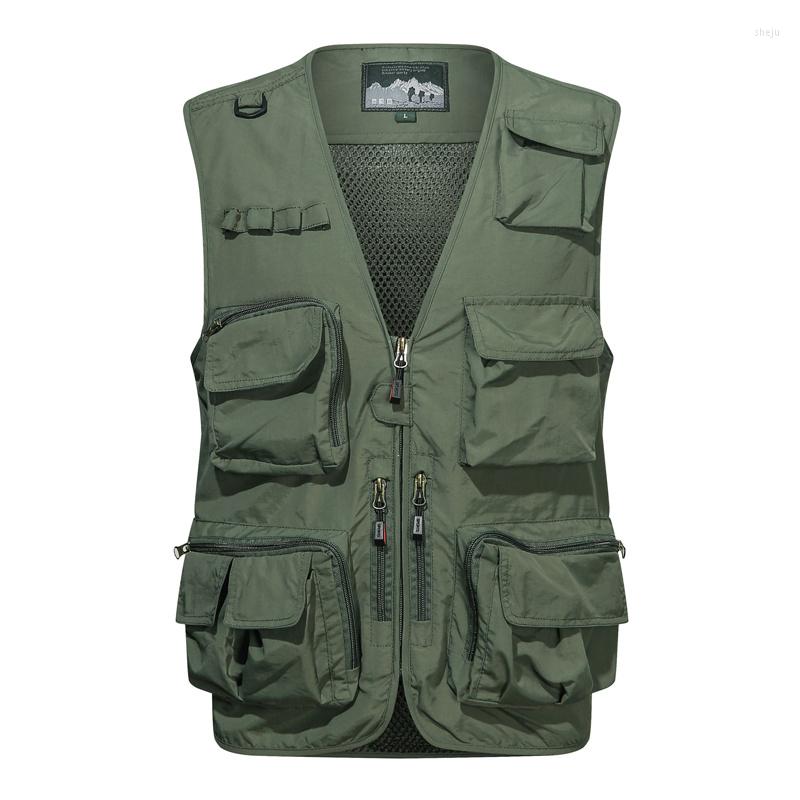 

Men' Jackets 2023 Military Jacket Men Multi Pocket Travels Vest For Mens Casual Sleeveless Spring Summer Cotton Slim Fitting Waistcoat, Mg7882green