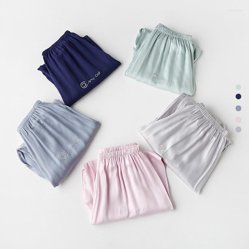 

Women's Sleepwear Women Clothes Pajama Pants Gongsatin Embroidered Silk-like Satin Sleep Wear For Bottoms Casual Beam Leg, Green