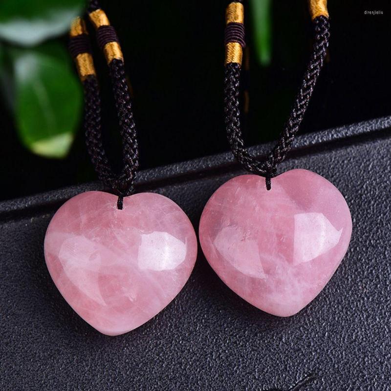 

Pendant Necklaces Women Energy Natural Gift Jade Heart Pink Crystal Necklace Gem