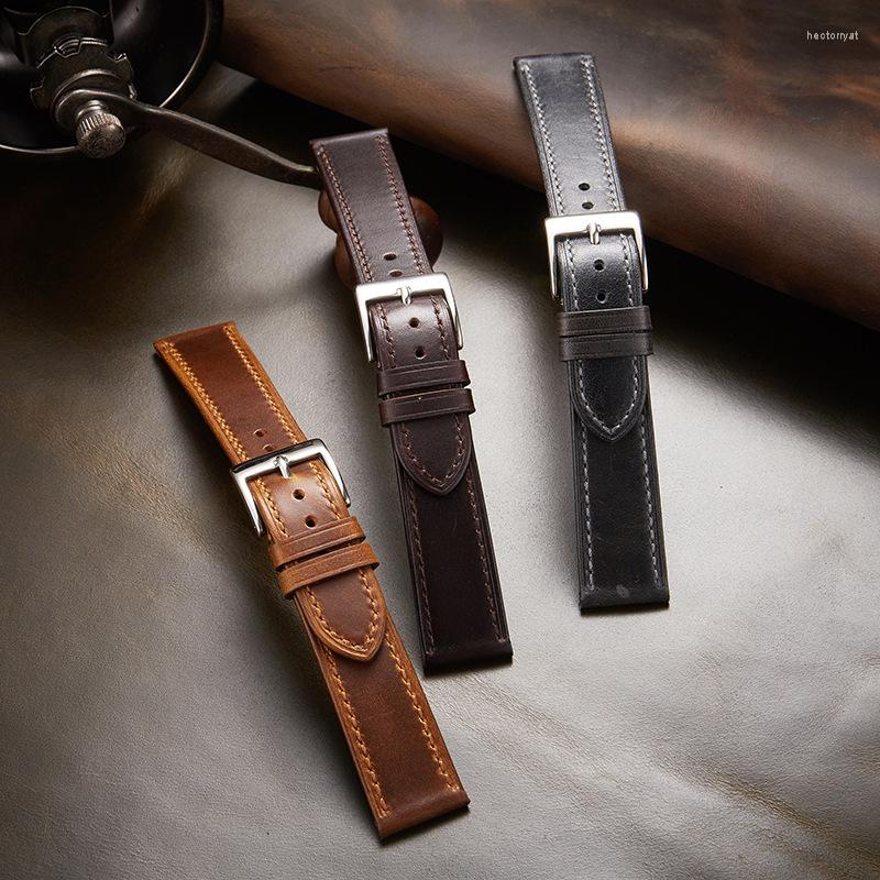 

Watch Bands Handmade Retro Leather Strap 18mm 19mm 20mm21mm 22mm Watchband Wristband Accessories For Brand