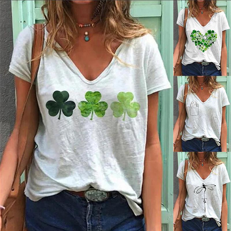

Women' T Shirts Summer Women' Printed Short Sleeve V-Neck T-shirt Fashion Casual Versatile Top Female & Lady