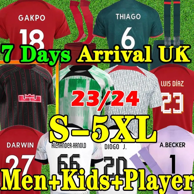 

S-5XL GAKPO 23/24 Soccer Jerseys JMS DARWIN Luis Diaz 2022 2023 Fans Player RAMSEY ALEXANDER ARNOLD DIOGO J. Fabinho Jones A.BECKER ROBERTSON Men Football Shirt Kids Kits, 23/24 away
