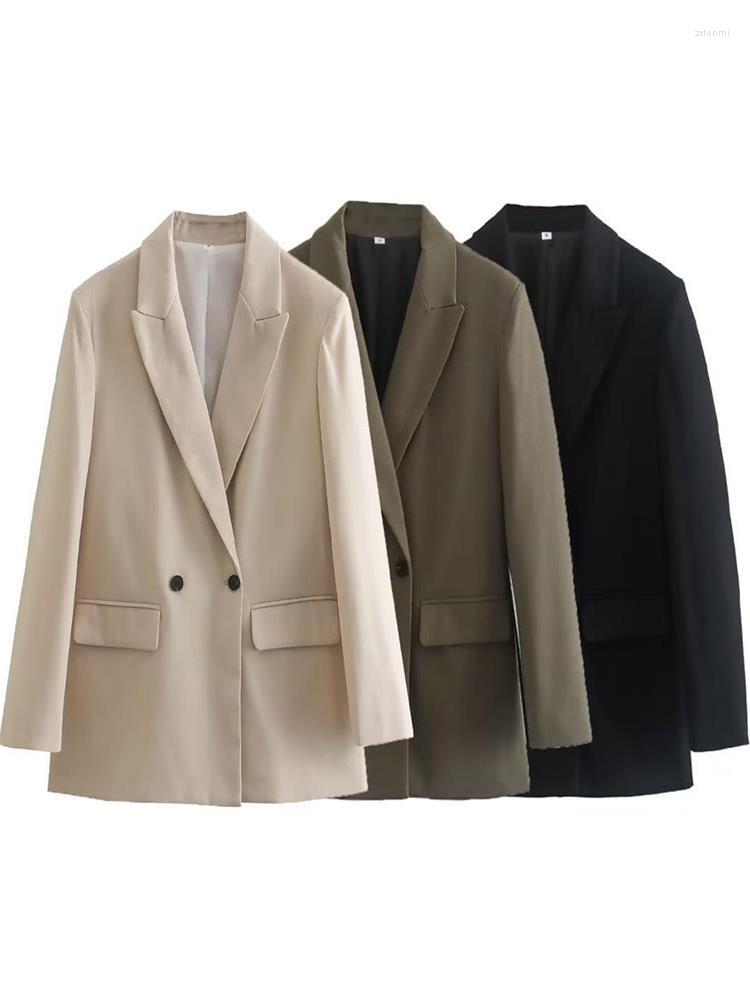 

Women' Suits MESTTRAF Women 2023 Fashion Patch Pockets Front Double Breasted Office Wear Blazer Coat Vintage Long Sleeve Female Outerwear, Picture shown